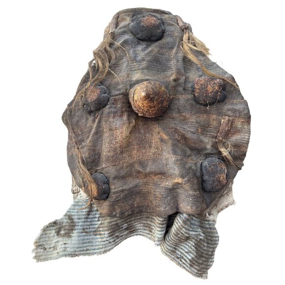 African Tribal Mask With Cowrie Shells Handcrafted Wooden Wall Decor - Picture 14 of 16